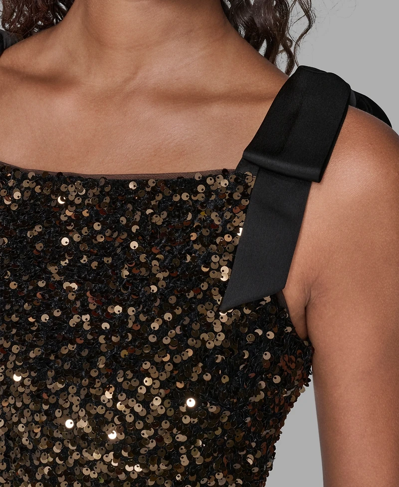 Karl Lagerfeld Paris Women's Square Neck Sequin Detail Dress