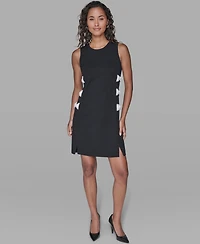 Karl Lagerfeld Paris Women's Bow Detail Crew Neck Sheath Dress