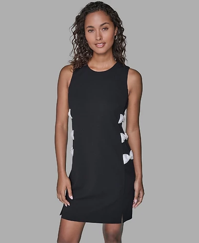 Karl Lagerfeld Paris Women's Bow Detail Crew Neck Sheath Dress