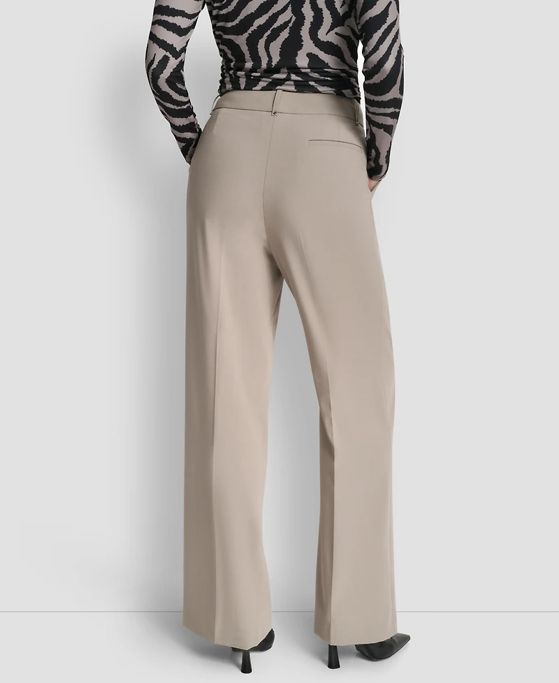 Dkny Women's Pintuck Wide Leg Mid Rise Trousers