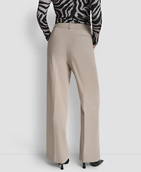 Dkny Women's Pintuck Wide Leg Mid Rise Trousers