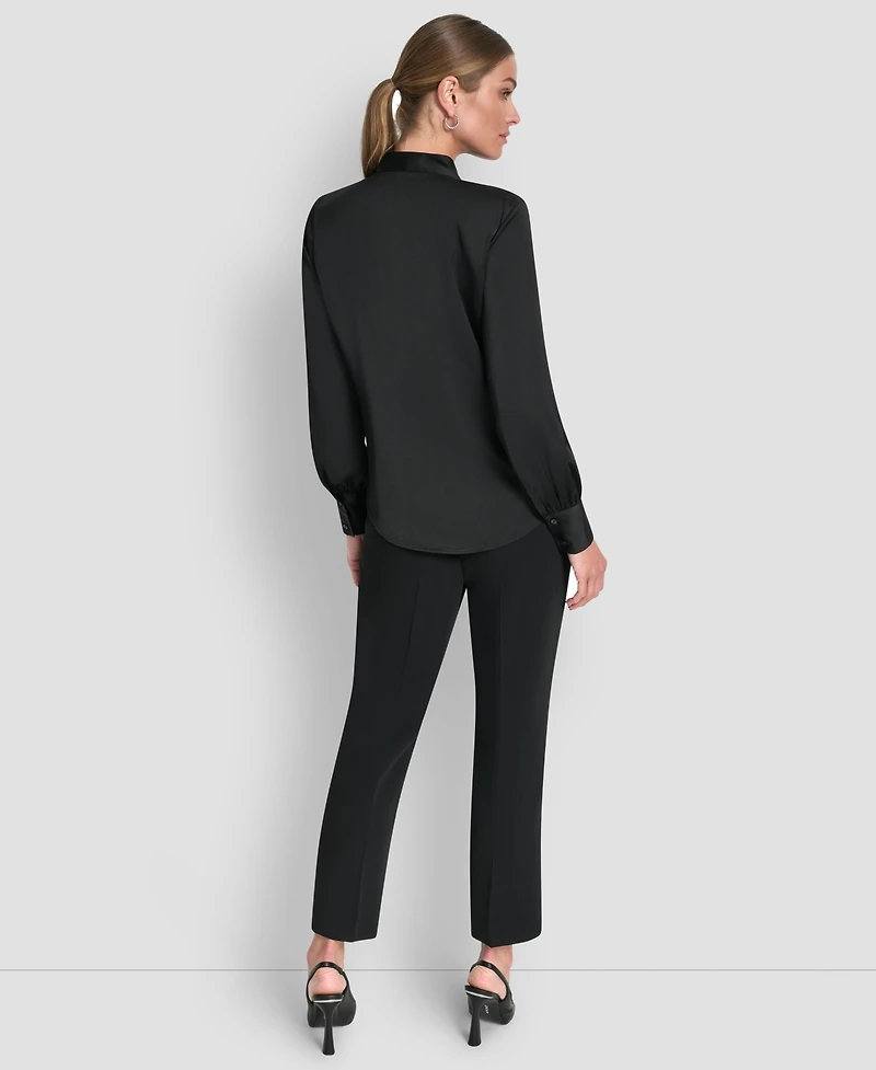 Dkny Women's Front Button Long Sleeve Blouse