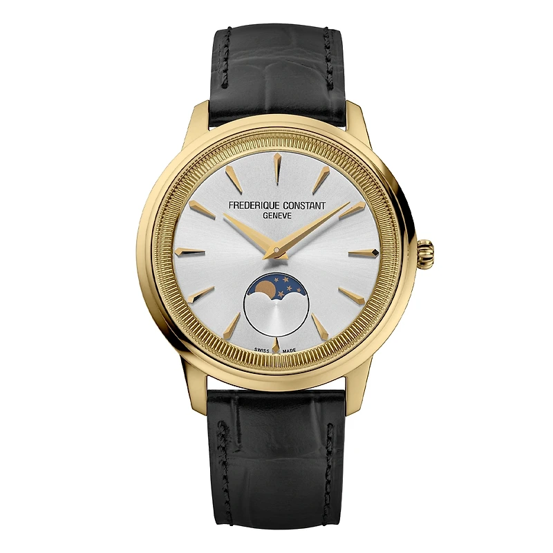 Frederique Constant Men's Moneta Moonphase Brown Strap Watch, 37mm