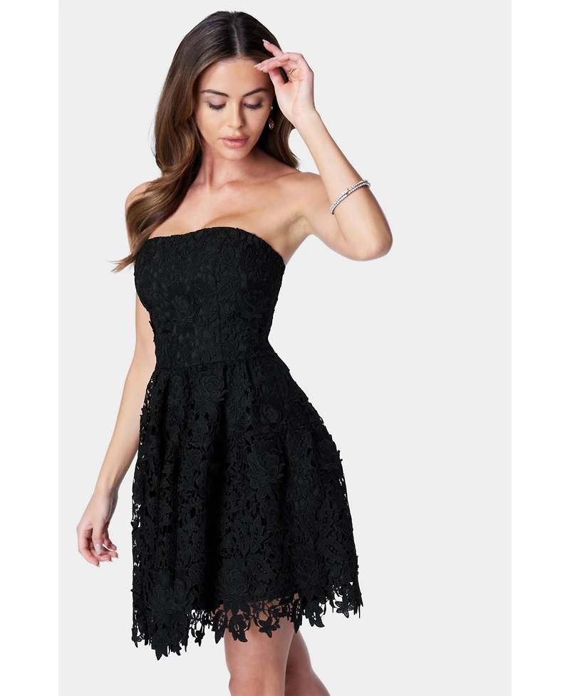 Bebe Women's Straples Lace Cupcake Dress