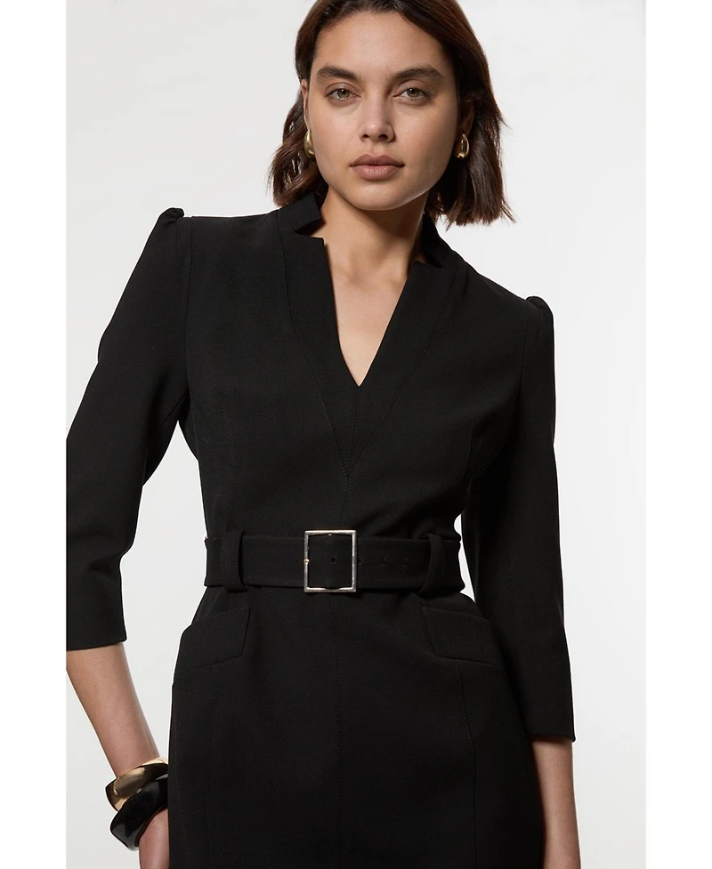 Karen Millen Women's 3/4 Sleeve Belted Midi Dress