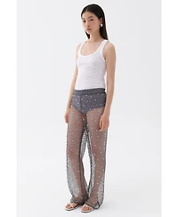 Nocturne Women's Shimmering Threaded Mesh Pants