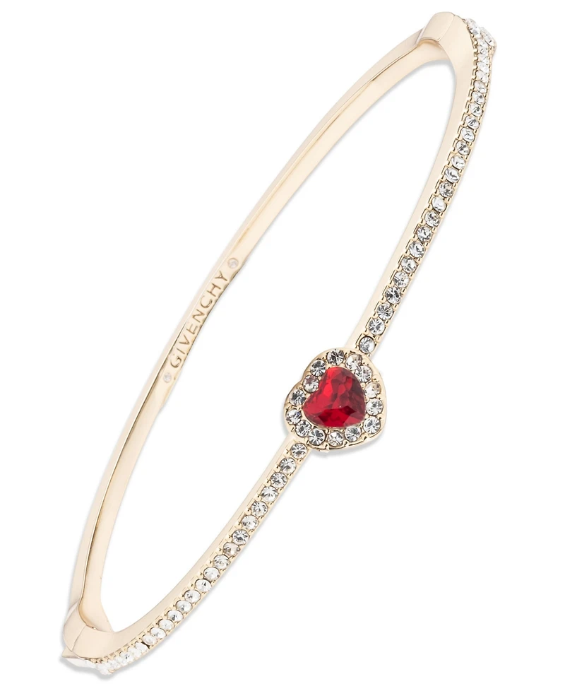 Givenchy Glass Stone Gold-Tone or Silver-Tone Heart Bangle Bracelet