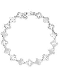 Devata Clover Chain Bracelet Rhodium Plated Sterling Silver,