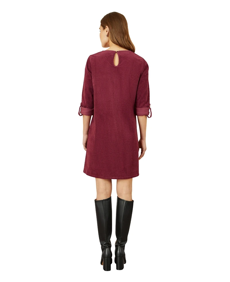 Yumi Women's Cord Tunic Dress With Pockets