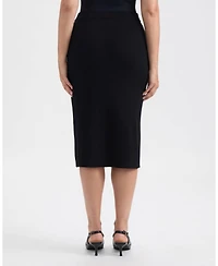 Ellen Tracy Women's Long Rib Knit Skirt with Button Detail