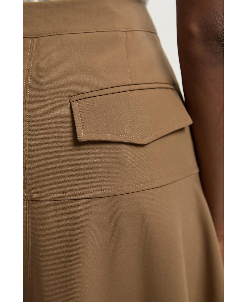 Karen Millen Women's Viscose Blend Tailored Full Skirt