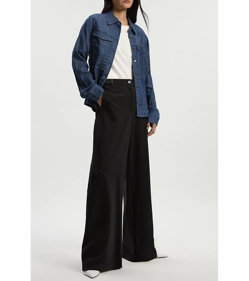 Karen Millen Women's Ponte Pu Wide Leg Pants