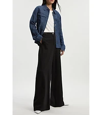 Karen Millen Women's Ponte Pu Wide Leg Pants