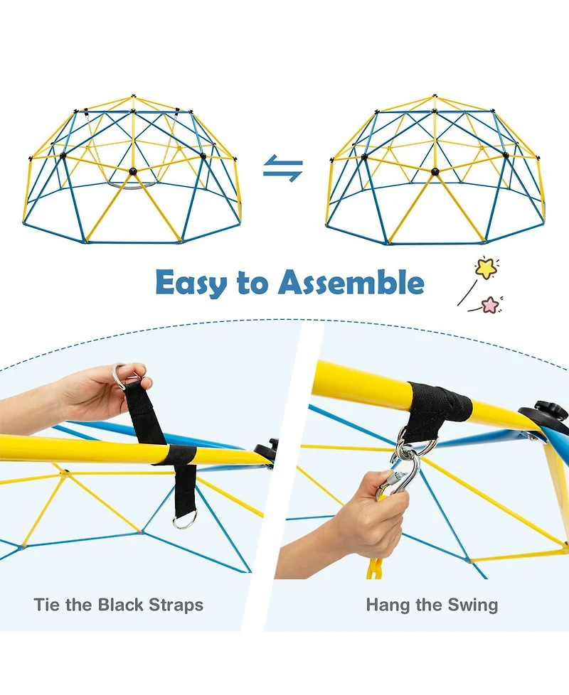 Sugift 10 Feet Dome Climber with Swing and 800 Lbs Load Capacity