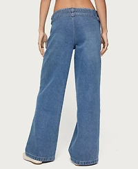 Edikted Women's Livia Double Belt Low Rise Jeans
