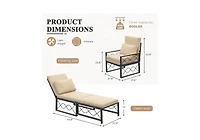 Aecojoy Outdoor Metal Chaise Lounge Chair, Convertible Patio Armchair with Cushions, Adjustable 5-Position Recliner