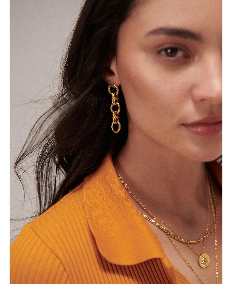 Ottoman Hands Zehra Chain Drop Stud Earrings