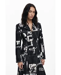 Desigual Women's Newspaper zipper blazer