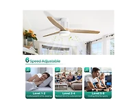 52-inch Modern White 3-Blade Flush Mount Fans Supports Remote Control 6-Speed Arbitrary Adjustment and Timing Function