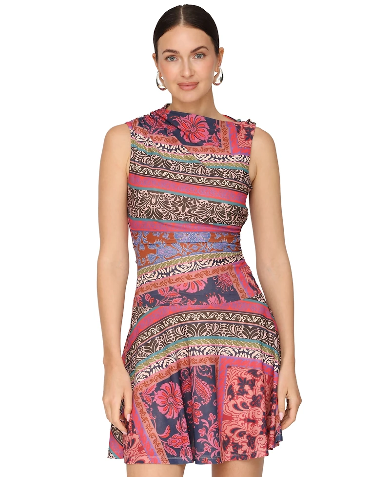 Avec Les Filles Women's Sleeveless Asymmetrical Mini Dress