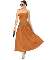 Avec Les Filles Women's Drop Waist Sweetheart Neck Maxi Dress