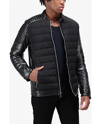 Xray Men's Moto Jacket With Pu sleeves And Faux Shearling Lining