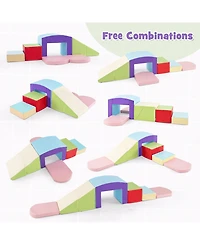 Sugift 6 Pieces Foam Climbing Blocks Soft Play Climbing for Toddlers with Tunnel