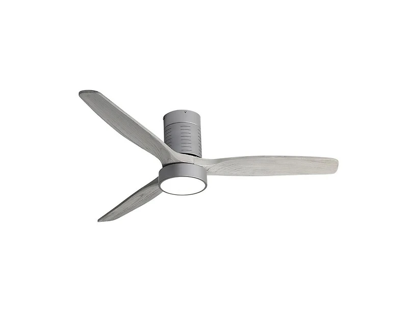52-inch Modern Silver 3-Blade Flush Mount Fans Supports Remote Control 6-Speed Arbitrary Adjustment and Timing Function