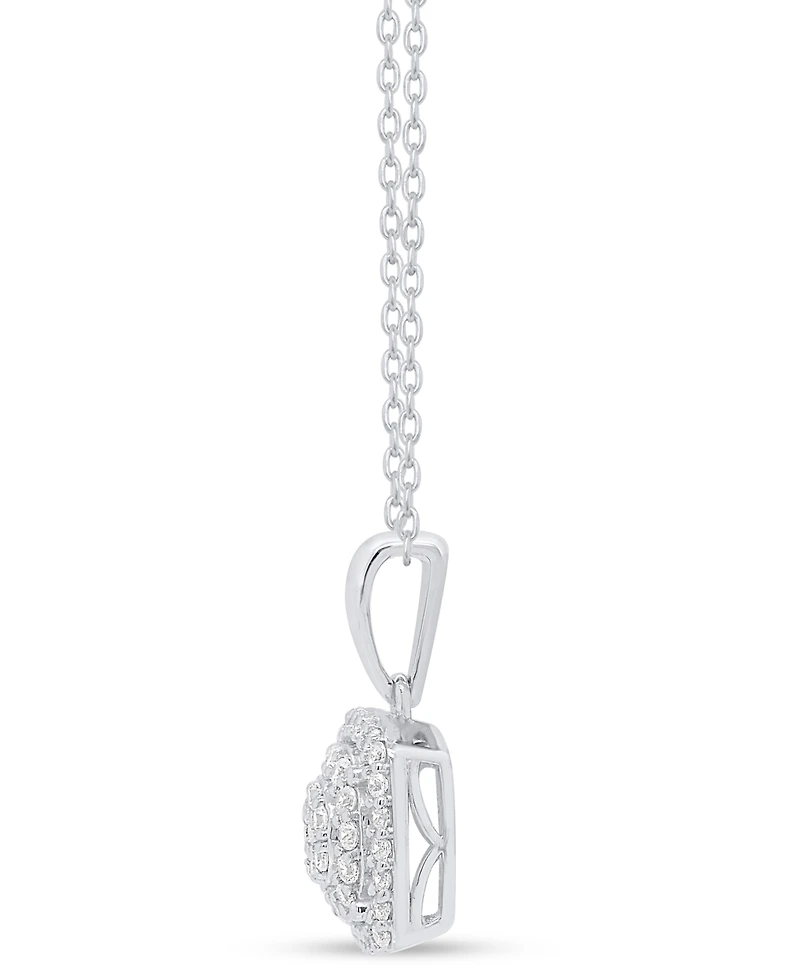 Macy's White Diamond Pendant Necklace (1/4 ct. t.w.) in Sterling Silver