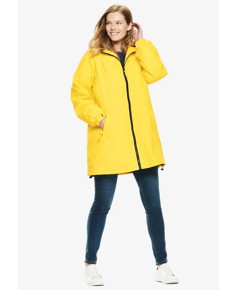 Woman Within Women's Plus Hooded Slicker Raincoat