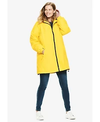 Woman Within Women's Plus Hooded Slicker Raincoat