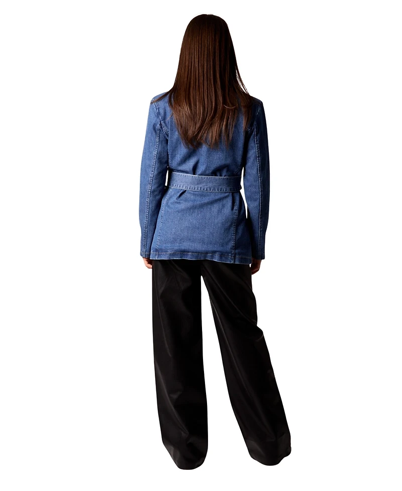 Blue Revival Women's Gracie Double Breasted Trench Coat with Removable Hoodie Insert