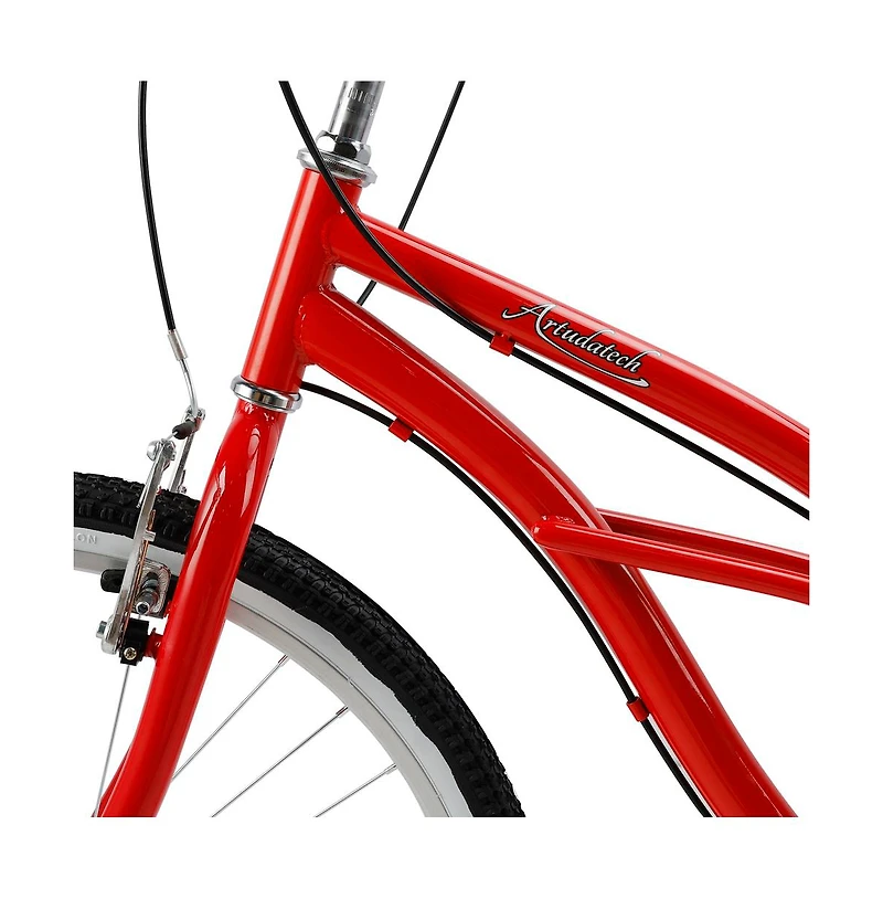 Artudatech 26-Inch Beach Cruiser Bike for Adults with Shimano 7-Speed, High-Carbon Steel Frame for Leisure Cycling