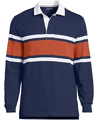 Lands' End Men's Long Sleeve Textured Rugby Polo