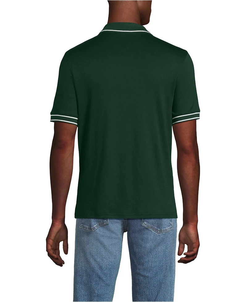 Lands' End Men's Short Sleeve Tipped Welt Pocket Supima Polo