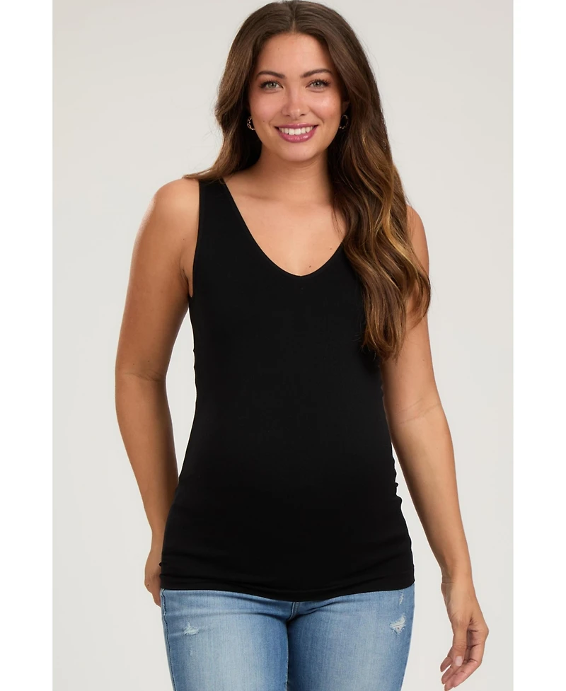 Pinkblush Maternity Black Sleeveless Fitted Tank Top