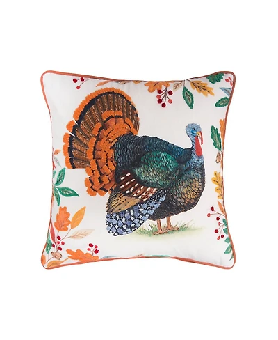 Thanksgiving Turkey Cotton Blend Accent Throw Pillow 18" x 18"