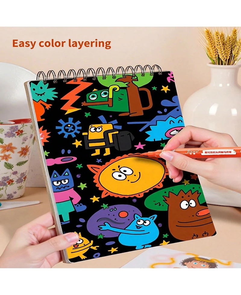 Htutwoo 24 Colors, Acrylic Paint Pens, Dual Tip Pens With Fine Tip and Brush Tip for Rock Painting, Ceramic, Wood, Plastic, Calligraphy, Scrapbooking