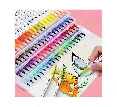 Htutwoo 80 Colors Drawing Pens Bulk Dual Brush Fineliners Pens Felt Tip Markers for Art Drawing Sketching Coloring Book
