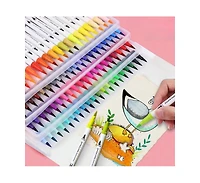 Htutwoo 80 Colors Drawing Pens Bulk Dual Brush Fineliners Pens Felt Tip Markers for Art Drawing Sketching Coloring Book