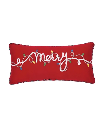 Christmas Lights "Merry" Accent Pillow, 9" x 20"