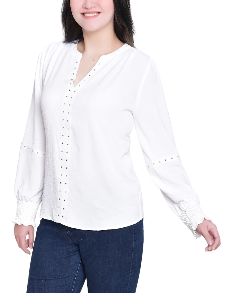 Ny Collection Women's V Neck Long Sleeve Knit Top