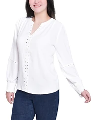 Ny Collection Women's V Neck Long Sleeve Knit Top