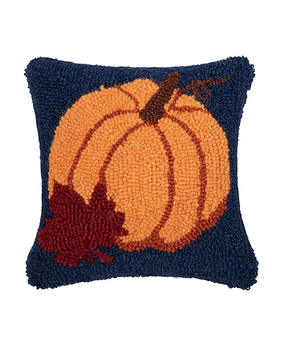 C&F Home Autumn Pumpkin & Leaf Hooked Mini Accent Pillow 10"x10"