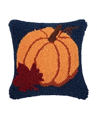 C&F Home Autumn Pumpkin & Leaf Hooked Mini Accent Pillow 10"x10"