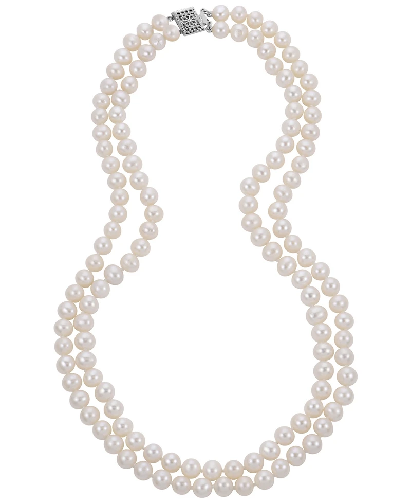 Macy's Cultured Freshwater Pearl (6-7mm) Two Strand Necklace in Sterling Silver