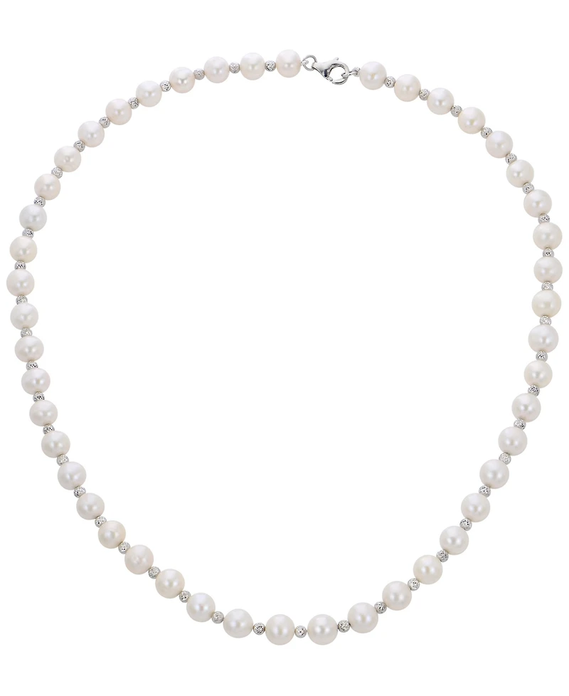 Macy's Cultured Freshwater Pearl (7-8mm) with Brilliance Beads Necklace in Sterling Silver