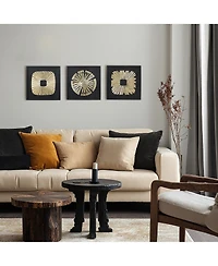 LuxenHome 3-Piece Modern Black & Gold Abstract Metal Wall Art Set, Contemporary Home Decor