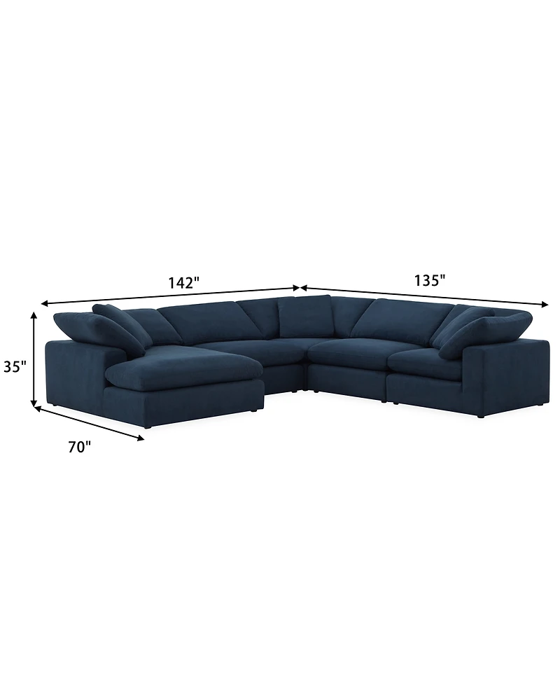 Furniture Fog 5-Pc. Fabric Chaise L-Sectional Sofa Set