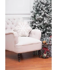 18" x 18" Snowflake Shaped Tufted Christmas Throw Pillow